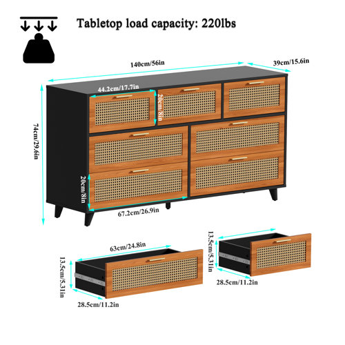 Bay Isle Home Achintya Rattan Dresser with 7 Drawers & Reviews Wayfair